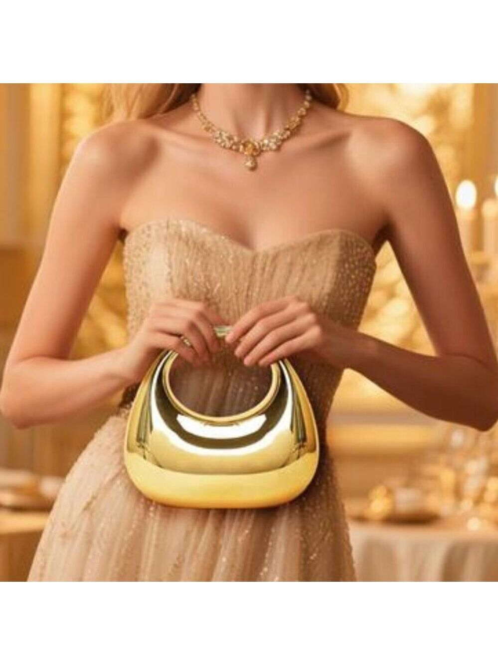 Acrylic Evening Clutch Purse Gold Metallic Purse Evening Handbags fashion Moon